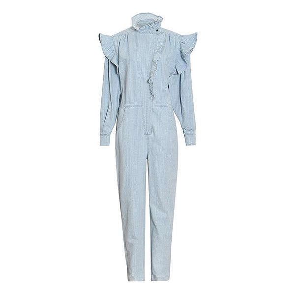 est fashion runway 2021 designer jumpsuit women's stand collar long sleeve ruffles denim jumpsuits & rompers, Black;white
est fashion runway 2021 designer jumpsuit women's stand collar long sleeve ruffles denim jumpsuits & rompers, Black;white