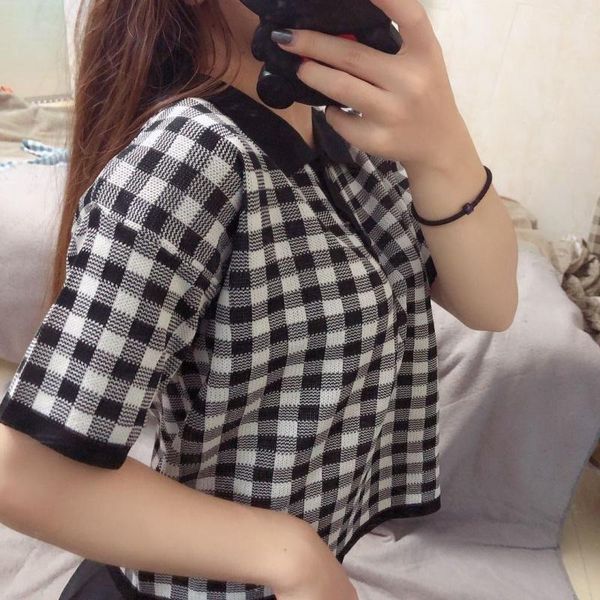 women's polos korean fashion neck t-shirts women short sleeve plaid crop knitted female summer clothes loose collared high waist t, White
women's polos korean fashion neck t-shirts women short sleeve plaid crop knitted female summer clothes loose collared high waist t, White