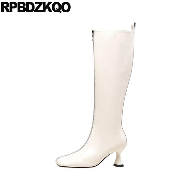boots square toe knee high real leather british shoes women long heel white girls fall stiletto front zipper tall, Black
boots square toe knee high real leather british shoes women long heel white girls fall stiletto front zipper tall, Black