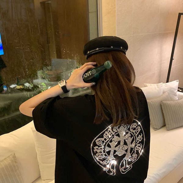 crosin tide heavy large industry brand better t-shirt drill women's short sleeve mid long summer new european and americ, White;black
crosin tide heavy large industry brand better t-shirt drill women's short sleeve mid long summer new european and americ, White;black