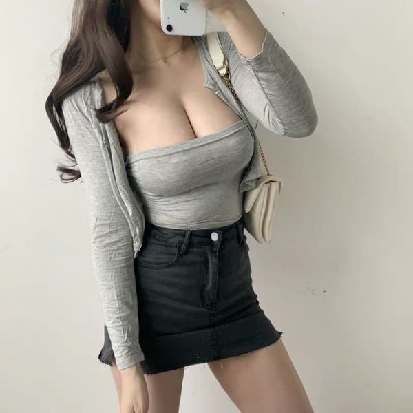 women's knits & tees tight elastic sleeveless off shoulder vest short single breasted cardigan suit two piece stre, White
women's knits & tees tight elastic sleeveless off shoulder vest short single breasted cardigan suit two piece stre, White