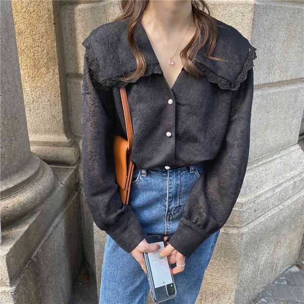 dress lace floral blouse sweet all-match casual french female retro women turn down collar loose shirts solid top, White
dress lace floral blouse sweet all-match casual french female retro women turn down collar loose shirts solid top, White
