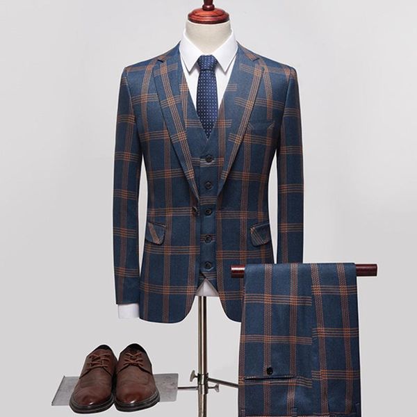 men's suits & blazers 3 pcs set coat vest pants / fashion men casual boutique business plaid slim fit formal dress trousers, White;black
men's suits & blazers 3 pcs set coat vest pants / fashion men casual boutique business plaid slim fit formal dress trousers, White;black
