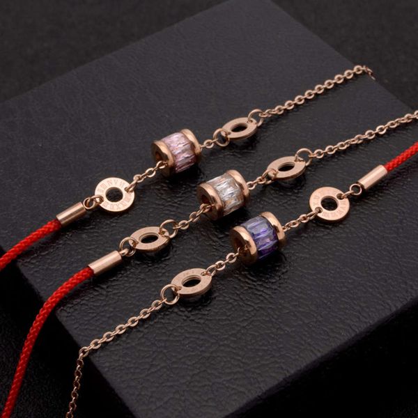 new transfer half chain women's fashion personality titanium steel cryolite roman digital rotation red rope bracelet, Black
new transfer half chain women's fashion personality titanium steel cryolite roman digital rotation red rope bracelet, Black