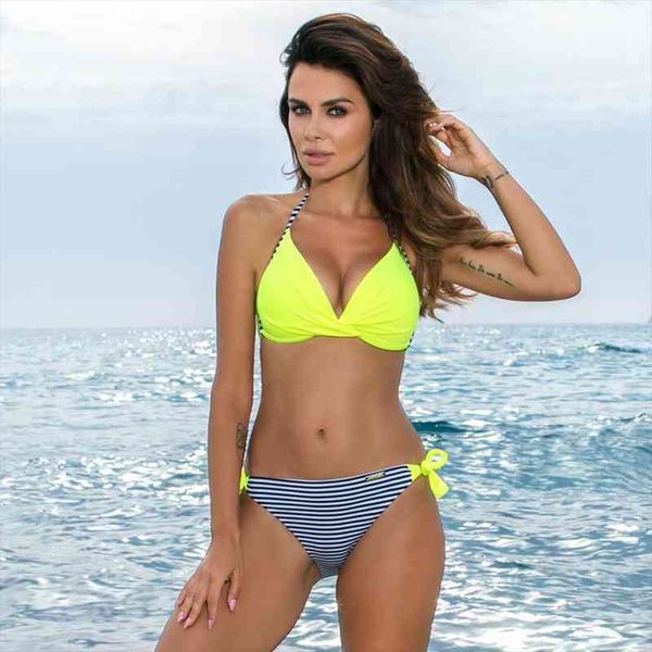 blue striped swimwear women contrast color swimsuits beach bathing suit halter bandage two piece push up bow-knot bikinis, White;black
blue striped swimwear women contrast color swimsuits beach bathing suit halter bandage two piece push up bow-knot bikinis, White;black