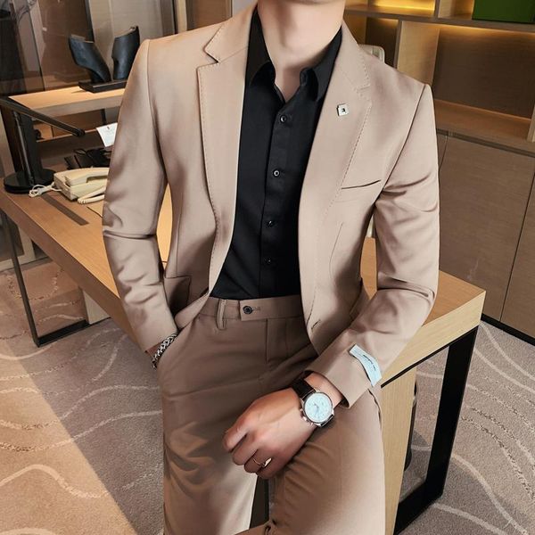 men's suits & blazers suit single button 2021 spring business casual fashion korean style trend two-piece groom tuxedo, White;black
men's suits & blazers suit single button 2021 spring business casual fashion korean style trend two-piece groom tuxedo, White;black
