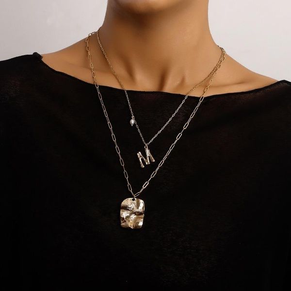 pendant necklaces european and american fashion double abnormity letter m female ins temperament personality sautoir necklace, Silver
pendant necklaces european and american fashion double abnormity letter m female ins temperament personality sautoir necklace, Silver