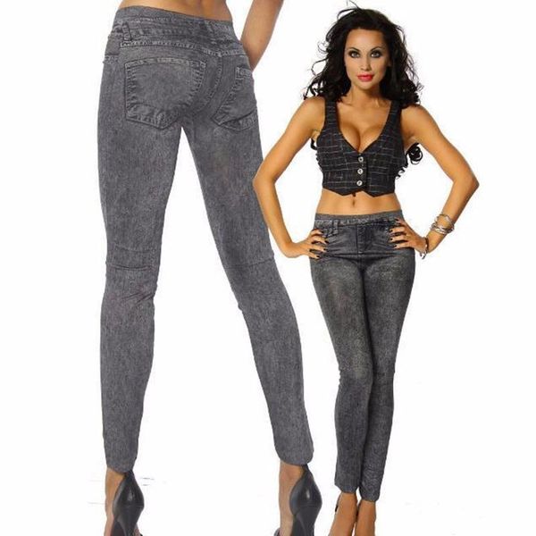women's leggings fashionable soft polyester european and american explosions of solid color imitation denim ankle-length, Black
women's leggings fashionable soft polyester european and american explosions of solid color imitation denim ankle-length, Black
