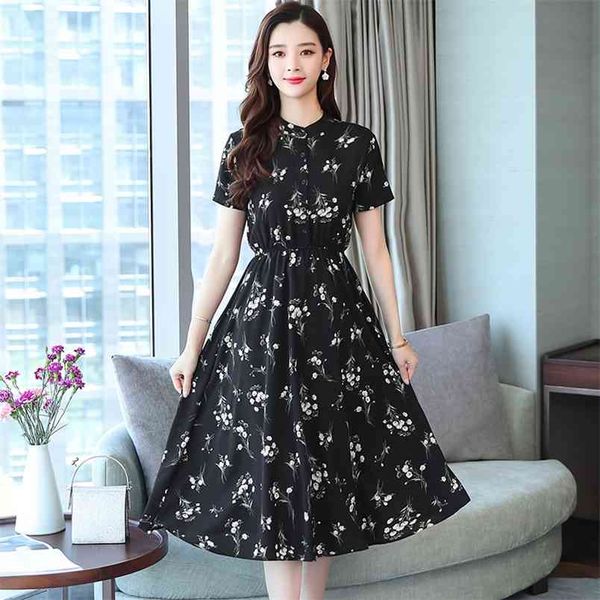 summer the temperament printing chiffon dress black korean style o neck women's fashion 210507, Black;gray
summer the temperament printing chiffon dress black korean style o neck women's fashion 210507, Black;gray