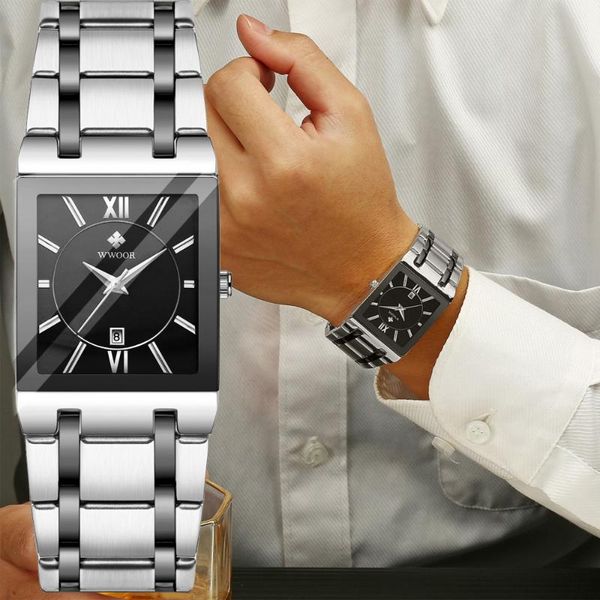 wristwatches mens square watches wwoor waterproof quartz clock luxury stainless steel geneva watch with date men wristwatch relogio masculin, Slivery;brown
wristwatches mens square watches wwoor waterproof quartz clock luxury stainless steel geneva watch with date men wristwatch relogio masculin, Slivery;brown