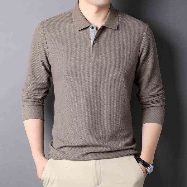 2021 autumn long sleeve t-shirt solid color middle-aged men's busins polo shirt casual slim fit t-shirt top, White;black
2021 autumn long sleeve t-shirt solid color middle-aged men's busins polo shirt casual slim fit t-shirt top, White;black