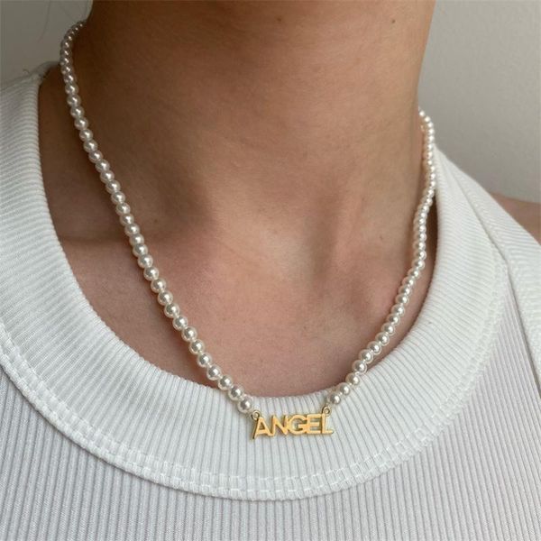 chains angel letter pendant chain freshwater pearl necklace for women girls gift baroque pearls metal charm pendants necklaces choker, Silver
chains angel letter pendant chain freshwater pearl necklace for women girls gift baroque pearls metal charm pendants necklaces choker, Silver