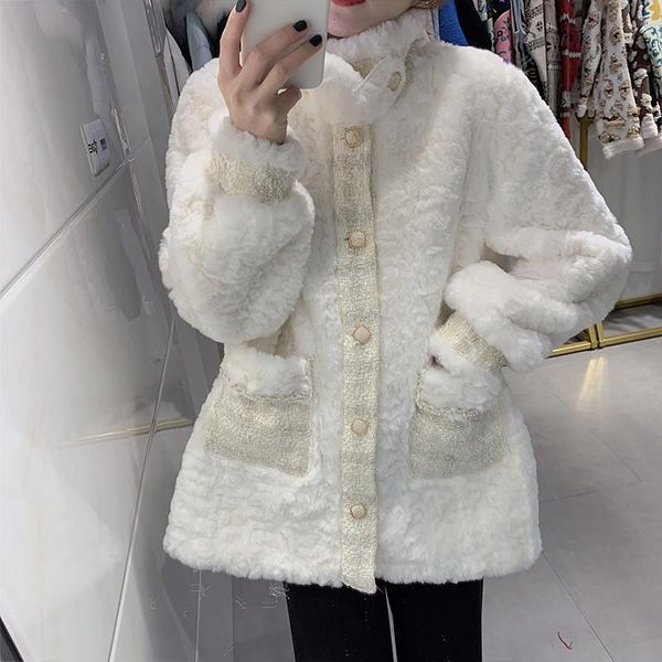 women's wool & blends thickened coat autumn and winter clothing imitation cashmere korean fashion loose thin warm jacket, Black
women's wool & blends thickened coat autumn and winter clothing imitation cashmere korean fashion loose thin warm jacket, Black