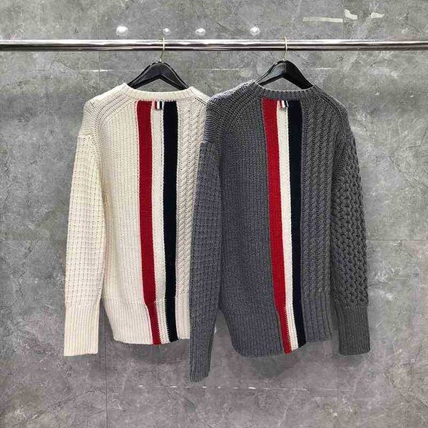 tees fashion tb thom brand sweaters men slim fit o-neck pullovers clothing striped spliced 100% wool thick winter casual coat, Black;brown
tees fashion tb thom brand sweaters men slim fit o-neck pullovers clothing striped spliced 100% wool thick winter casual coat, Black;brown