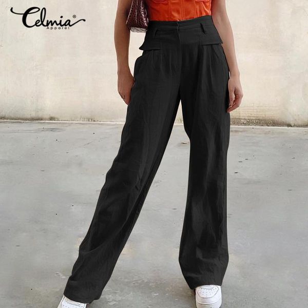 women's pants & capris celmia fashion women high waist wide leg 2021 elegant long trousers casual loose solid pockets office pantalon p, Black;white
women's pants & capris celmia fashion women high waist wide leg 2021 elegant long trousers casual loose solid pockets office pantalon p, Black;white