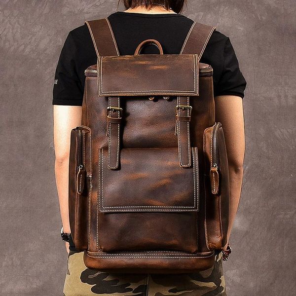 backpack men genuine leather crazy horse handmade backpacks designer vintage classic cowhide casual rucksack
backpack men genuine leather crazy horse handmade backpacks designer vintage classic cowhide casual rucksack