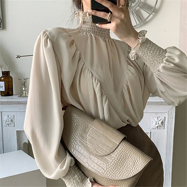brief ruffles office lady solid stand elegance lantern sleeves all match stylish streetwear loose blouses 210421, White
brief ruffles office lady solid stand elegance lantern sleeves all match stylish streetwear loose blouses 210421, White