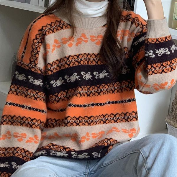 women's sweaters fashion casual christmas sweater women 2021 winter warm jumper loose geometric print knitted pullover vintage, White;black
women's sweaters fashion casual christmas sweater women 2021 winter warm jumper loose geometric print knitted pullover vintage, White;black