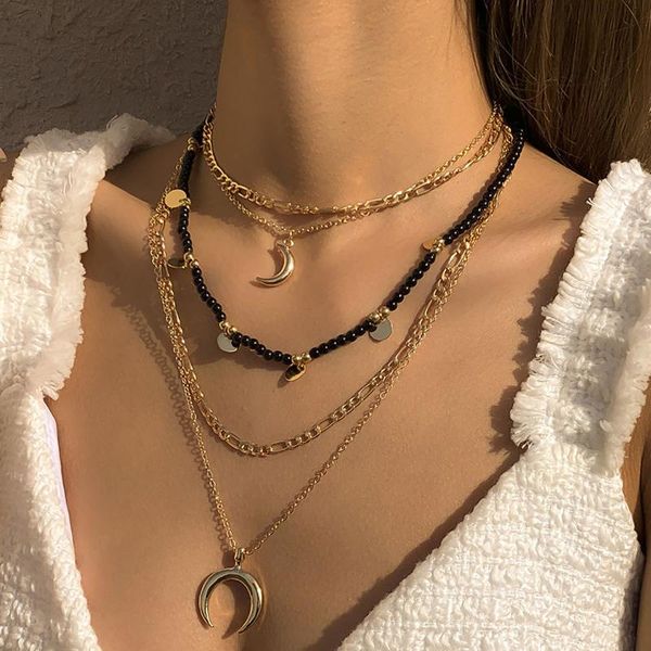 pendant necklaces bohemian black and white pearl beaded necklace short collar clavicle women's sequined moon girl jewelry, Silver
pendant necklaces bohemian black and white pearl beaded necklace short collar clavicle women's sequined moon girl jewelry, Silver