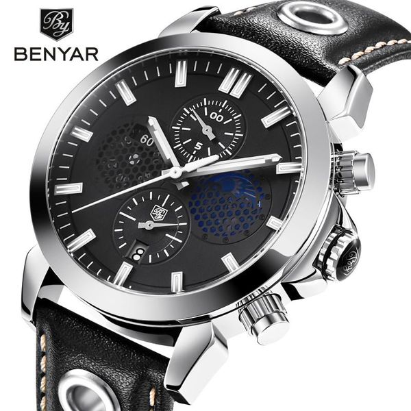 wristwatches benyar sports chronograph watches men moon phase leather skeleton quartz waterproof watch gift clock relojes para hombre, Slivery;brown
wristwatches benyar sports chronograph watches men moon phase leather skeleton quartz waterproof watch gift clock relojes para hombre, Slivery;brown