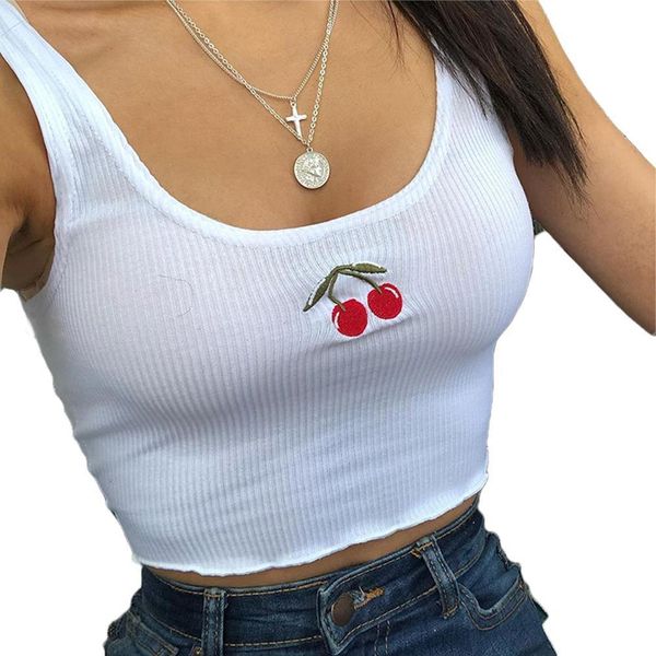 women cami tank summer cherry embroidery crop u neck sleeveless casual vest shirts black white
women cami tank summer cherry embroidery crop u neck sleeveless casual vest shirts black white
