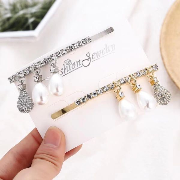 wei hairpin original pearl hairpin tassel clip headdress hairpin, Golden;silver