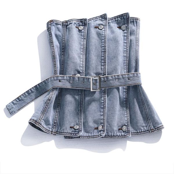 women's vests 2021 spring denim vest women harajuku sleeveless strapless solid jeans jacket vintage slim waistcoat g269, Black;white
women's vests 2021 spring denim vest women harajuku sleeveless strapless solid jeans jacket vintage slim waistcoat g269, Black;white