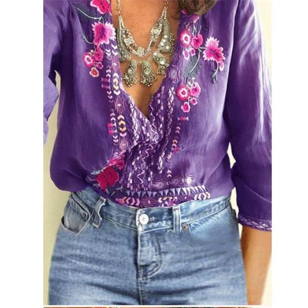 women's blouses & shirts fashion women v-neck embroidery blouse long sleeves flowers loose pullover lady shirt casual plus size, White
women's blouses & shirts fashion women v-neck embroidery blouse long sleeves flowers loose pullover lady shirt casual plus size, White