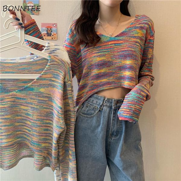 women's sweaters pullovers women rainbow color patchwork knitwear ulzzang cropped tunic autumn girls stylish fashion elegant sweater ch, White;black
women's sweaters pullovers women rainbow color patchwork knitwear ulzzang cropped tunic autumn girls stylish fashion elegant sweater ch, White;black