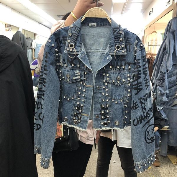 women's jackets 2021 fashion bead diamond graffiti printed short design denim jacket coat women high waist cowboy coats student streetw, Black;brown
women's jackets 2021 fashion bead diamond graffiti printed short design denim jacket coat women high waist cowboy coats student streetw, Black;brown