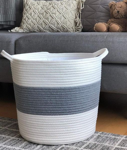 foldable cotton rope braided storage basket home clothes toyes open bag striped large capacity cosmetic bags & cases
foldable cotton rope braided storage basket home clothes toyes open bag striped large capacity cosmetic bags & cases