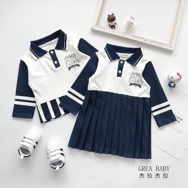 children's twins sets boys clothing big brother shirts little sisiter dress family matching clothes autumn long sleeve suit, White
children's twins sets boys clothing big brother shirts little sisiter dress family matching clothes autumn long sleeve suit, White