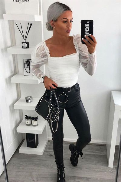 women's t-shirt fashion women sheer shirts casual t-shirts mesh puff sleeve slim, White
women's t-shirt fashion women sheer shirts casual t-shirts mesh puff sleeve slim, White