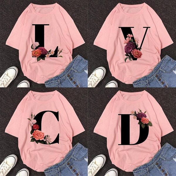 26 english alphabet print womens t shirts harajuku casual pink summer couples lovers female, White
26 english alphabet print womens t shirts harajuku casual pink summer couples lovers female, White
