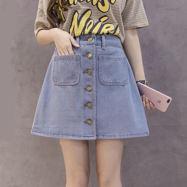 denim women mini skirt summer vintage high waist korean single button pockets blue jeans a-line ladies saia jupe femme with belt, Black
denim women mini skirt summer vintage high waist korean single button pockets blue jeans a-line ladies saia jupe femme with belt, Black