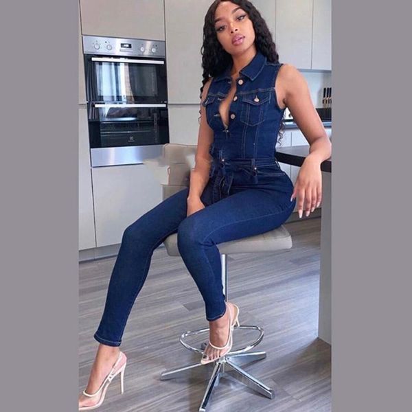 women's jeans african mom stretch fabric sleeveless jumpsuit factory direct sales fashion, Blue
women's jeans african mom stretch fabric sleeveless jumpsuit factory direct sales fashion, Blue