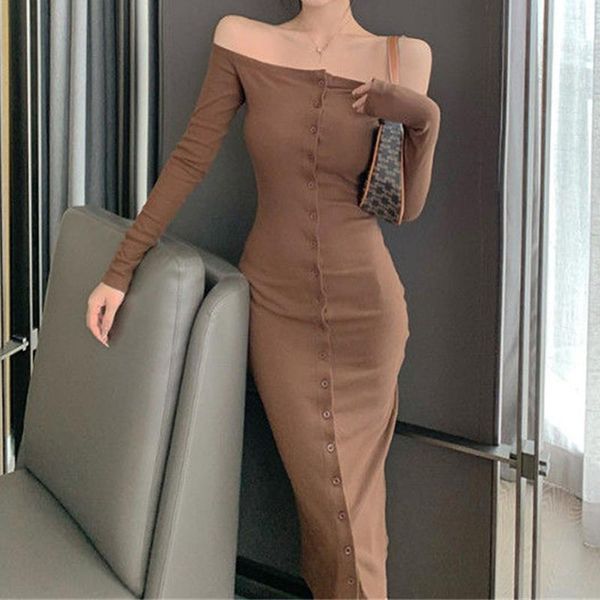 casual dresses limiguyue autumn ribbed one-shoulder dress women single-breasted high waist bodycon elegant vestidos party k3085, Black;gray
casual dresses limiguyue autumn ribbed one-shoulder dress women single-breasted high waist bodycon elegant vestidos party k3085, Black;gray