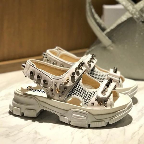 magic sandals woman 2021 rivet beach shoes tide, Black
