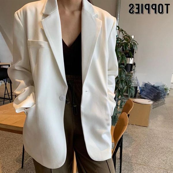 women's suits & blazers women white blazer 2021 spring korean single button suit jacket office lady formal khaki, White;black
women's suits & blazers women white blazer 2021 spring korean single button suit jacket office lady formal khaki, White;black