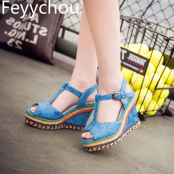 women sandals super high heel beach shoe pu platform wedges buckle colored straw t-strap 2021 fashion casual party black 
women sandals super high heel beach shoe pu platform wedges buckle colored straw t-strap 2021 fashion casual party black