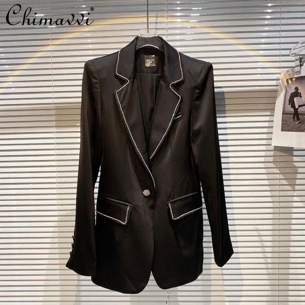 women's suits & blazers 2021 spring rhinestone edge blazer women elegant slim-fit long sleeve business suit fashion simple commute coat, White;black
women's suits & blazers 2021 spring rhinestone edge blazer women elegant slim-fit long sleeve business suit fashion simple commute coat, White;black