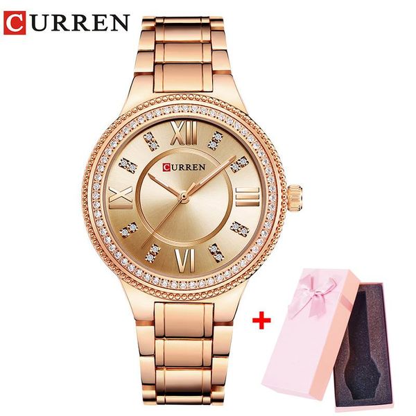 wristwatches curren luxury women rhinestone watch quartz rose gold full steel ladies wristwatch analog dress clock with gift box, Slivery;brown
wristwatches curren luxury women rhinestone watch quartz rose gold full steel ladies wristwatch analog dress clock with gift box, Slivery;brown