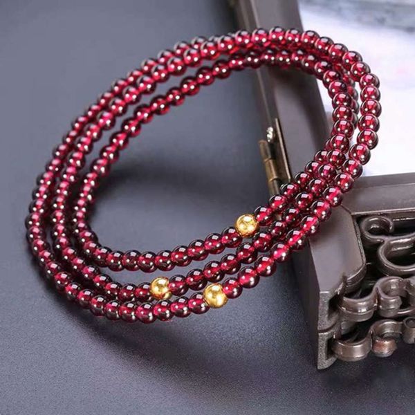 3d hard gold round bead garnet bracelet with three rings of natural crystal simple diy design, Black
3d hard gold round bead garnet bracelet with three rings of natural crystal simple diy design, Black