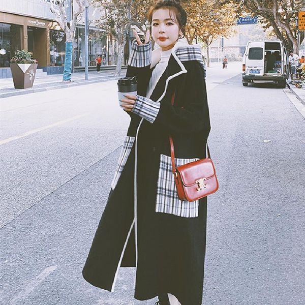 women's wool & blends 2021 stitching thicken black woolen coat autumn winter fashion loose mid-length hooded woolens overcoat trend fem
women's wool & blends 2021 stitching thicken black woolen coat autumn winter fashion loose mid-length hooded woolens overcoat trend fem