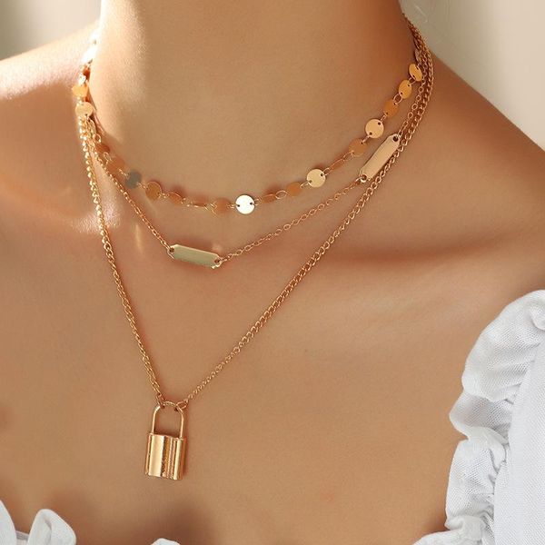 pendant necklaces gold color multilayer lock necklace for women vintage sequins chain fashion girl party jewelry gifts, Silver
pendant necklaces gold color multilayer lock necklace for women vintage sequins chain fashion girl party jewelry gifts, Silver