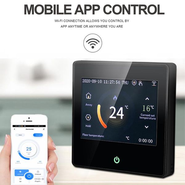 smart home control tuya thermostat wifi heating temperature controller lcd touch display wireless supports app life
smart home control tuya thermostat wifi heating temperature controller lcd touch display wireless supports app life