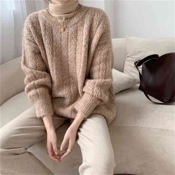 korean vintage knitted pullover sweater women autumn winter long sleeve o-neck solid fashion female jumpers femme 210518, White;black
korean vintage knitted pullover sweater women autumn winter long sleeve o-neck solid fashion female jumpers femme 210518, White;black