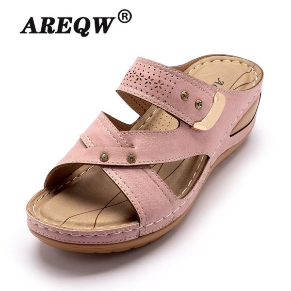 women's sandals summer ladies girls leather wedge heel retro fashion 5cm slippers, Black
women's sandals summer ladies girls leather wedge heel retro fashion 5cm slippers, Black