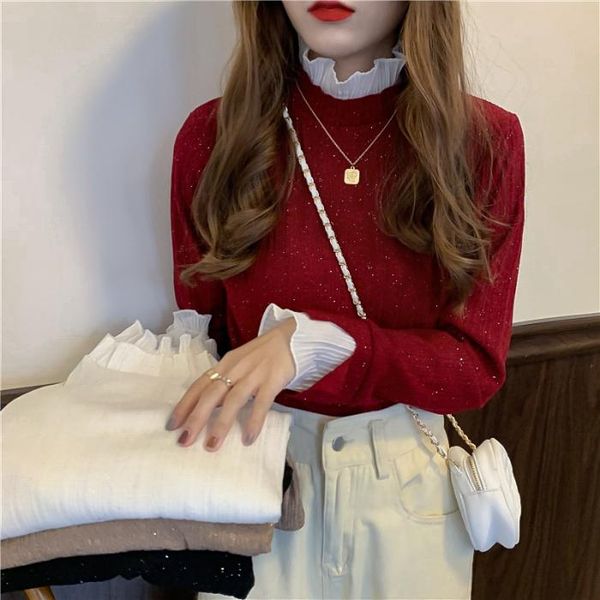 women's sweaters korean sweet sweater 2021 spring autumn turtleneck warm pullover women knitted kobieta swetry zjt997, White;black
women's sweaters korean sweet sweater 2021 spring autumn turtleneck warm pullover women knitted kobieta swetry zjt997, White;black