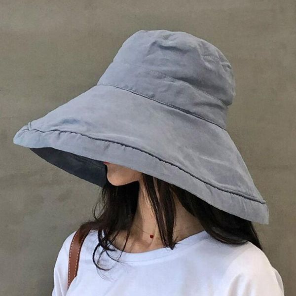 wide brim hats fashion women sun bucket hat cap foldable anti-uv summer casual flat elegant fisherman beach casquette #yj, Blue;gray
wide brim hats fashion women sun bucket hat cap foldable anti-uv summer casual flat elegant fisherman beach casquette #yj, Blue;gray